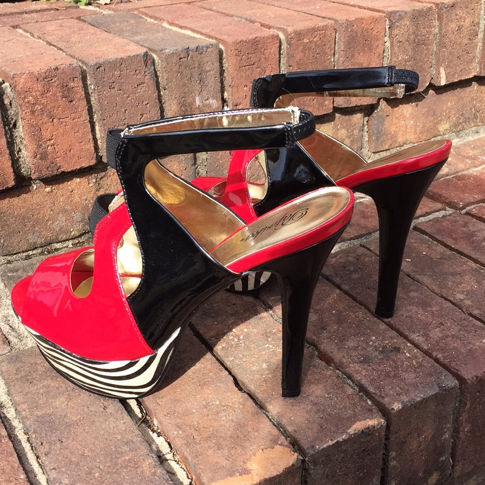 Color Block Multi Zebra Platform Patent Suede Heel - image 6